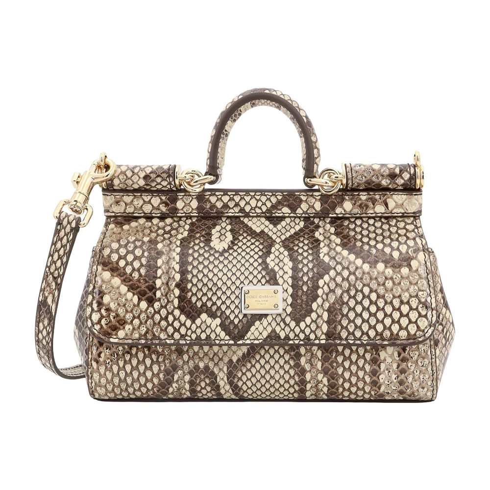 Dolce & Gabbana Animalier Leren Handtas met Flap Sluiting Multicolor Dames