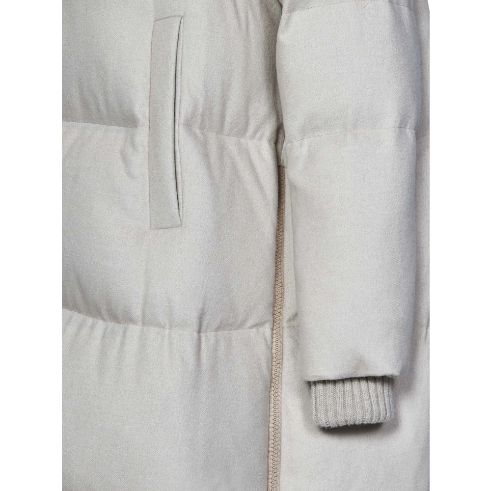 Herno Beige Zijde Kasjmier Gewatteerde Jas Beige Dames