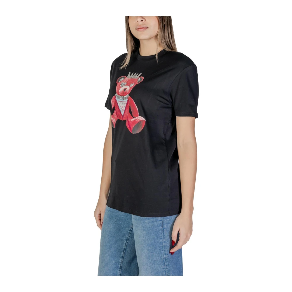 Guess Zwart Grafisch T-shirt Korte Mouw Black Dames