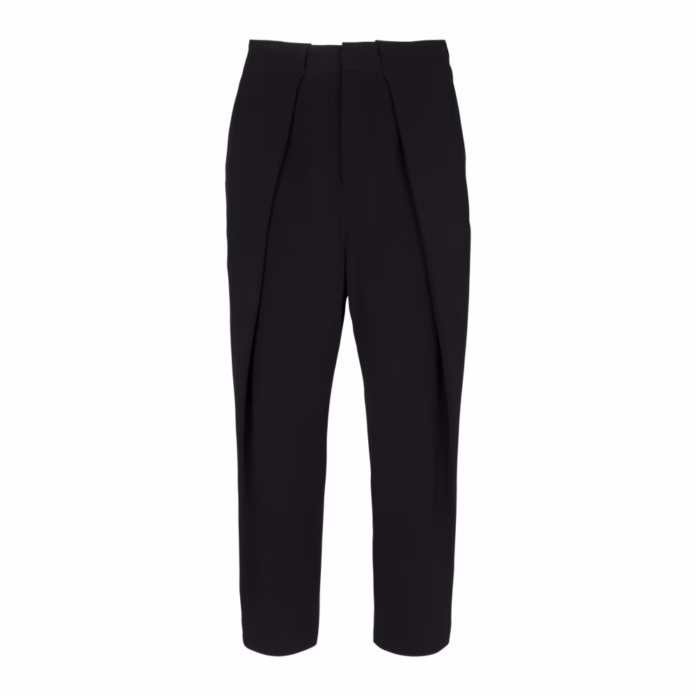 Wool trousers with pleated hem