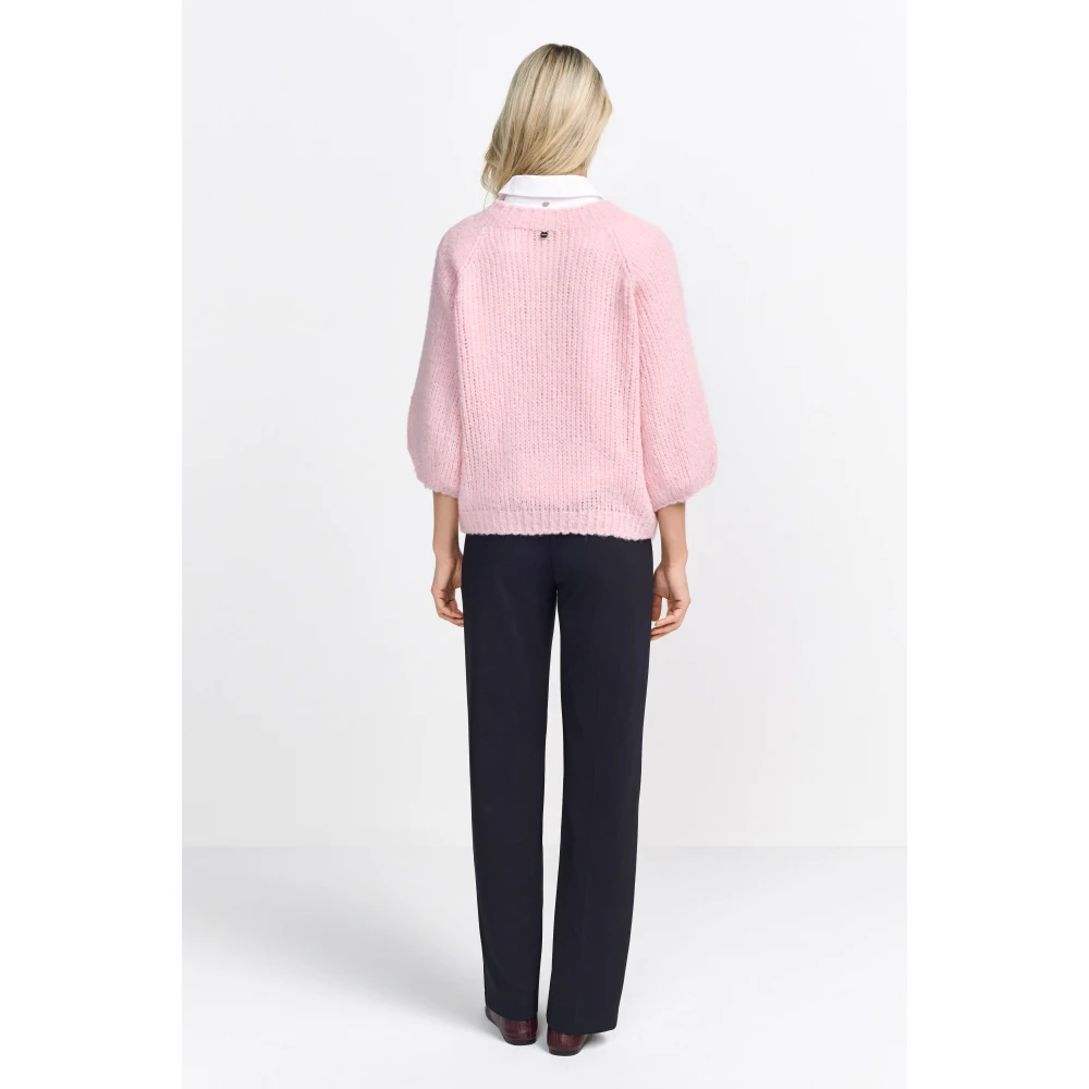 Rich & Royal Chunky Handknit Pullover Sweater Pink Dames