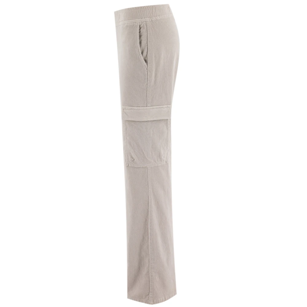 Panicale Katoenen Geribbelde Elastische Taillebroek Beige Dames