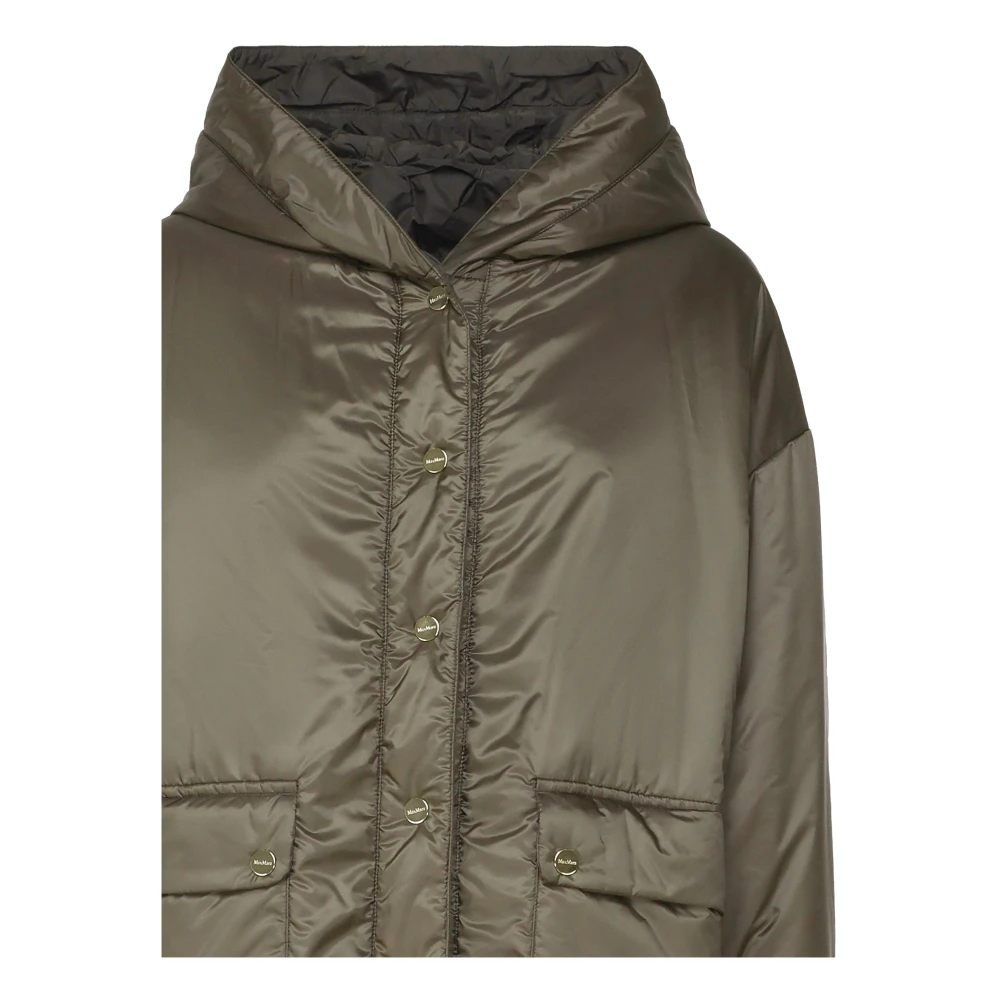 Max Mara Groene Gewatteerde Nylonjas met Capuchon Green Dames
