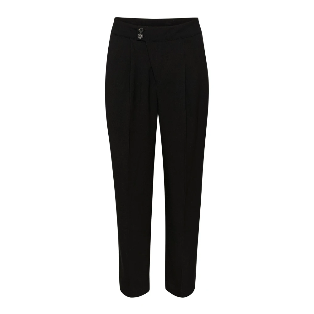 Kaffe Hoge taille knoopbroek Zwart Diep Black Dames