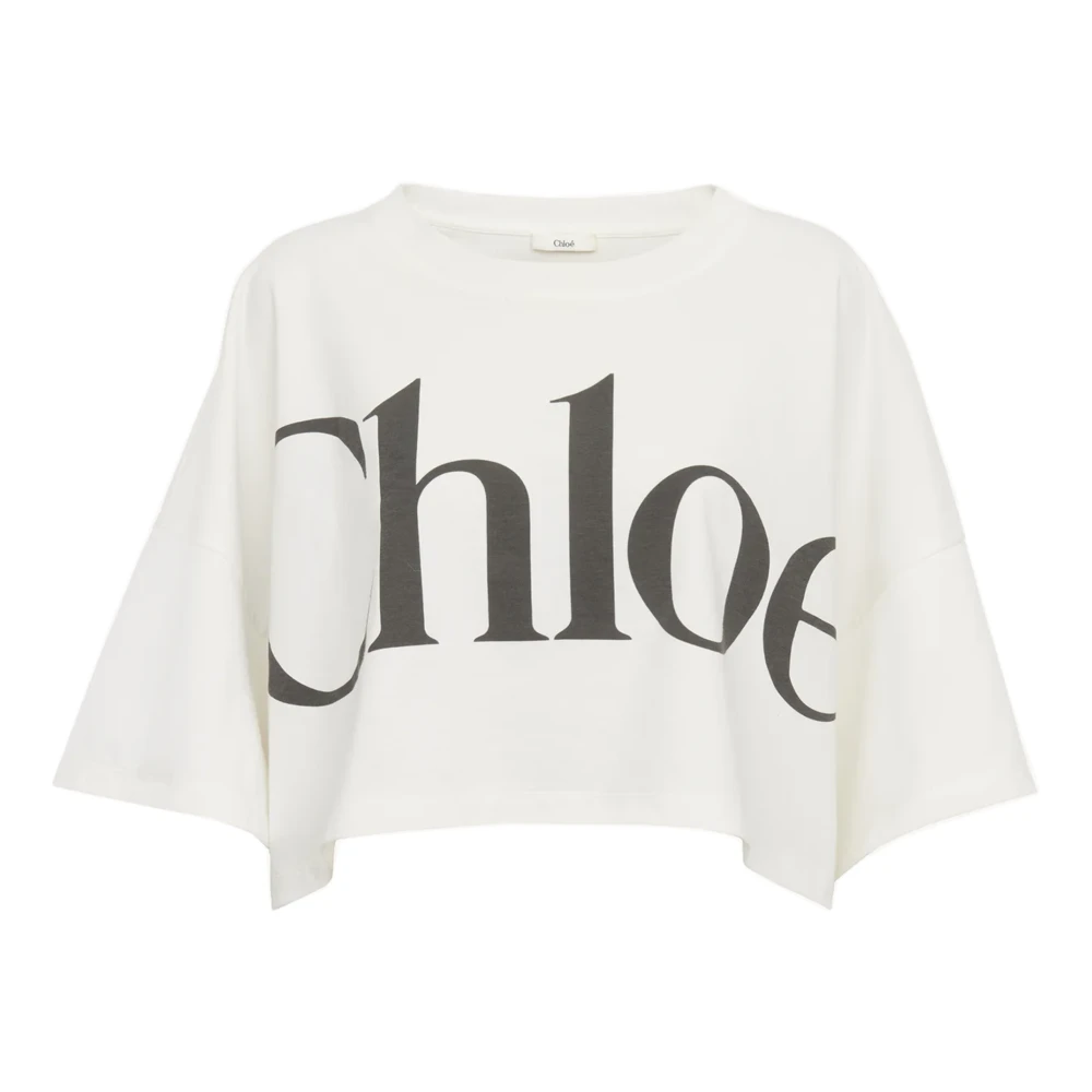 Chloé Wit T-shirt met Faded Logo Print White Dames