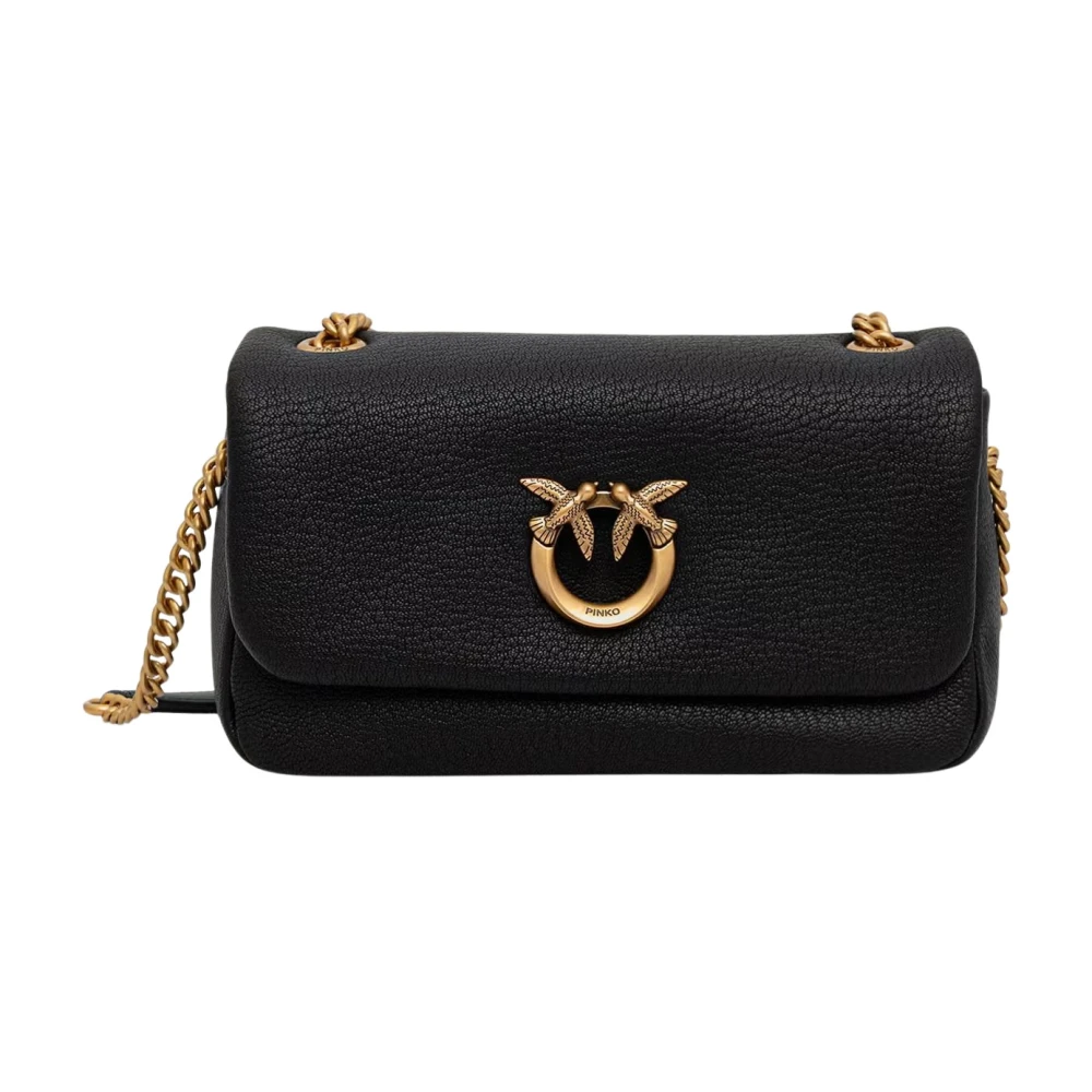 Pinko Women's Black - Mini Love Bag Click Soft Horizontal Crossbody Bag In Full-Grain Leather - Image 3