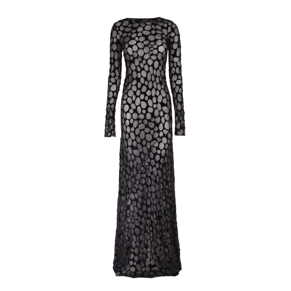 Cortana Pebbles lang fluweel devore jurk Black Dames