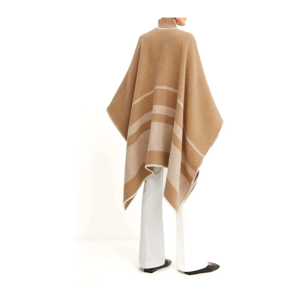 Max Mara Gebreide Poncho met Patroon Brown Dames