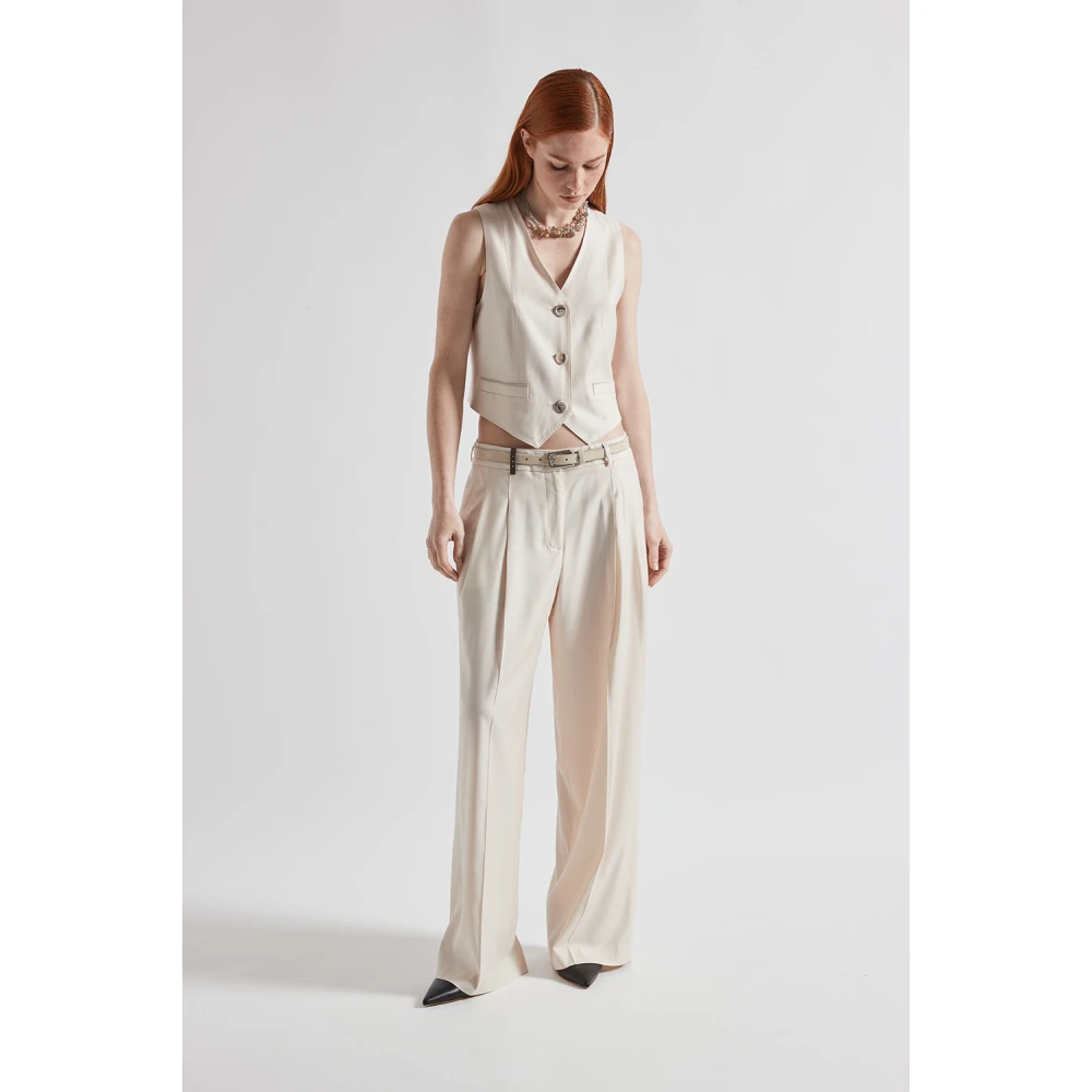 PESERICO Wijde keperbroek Beige Dames