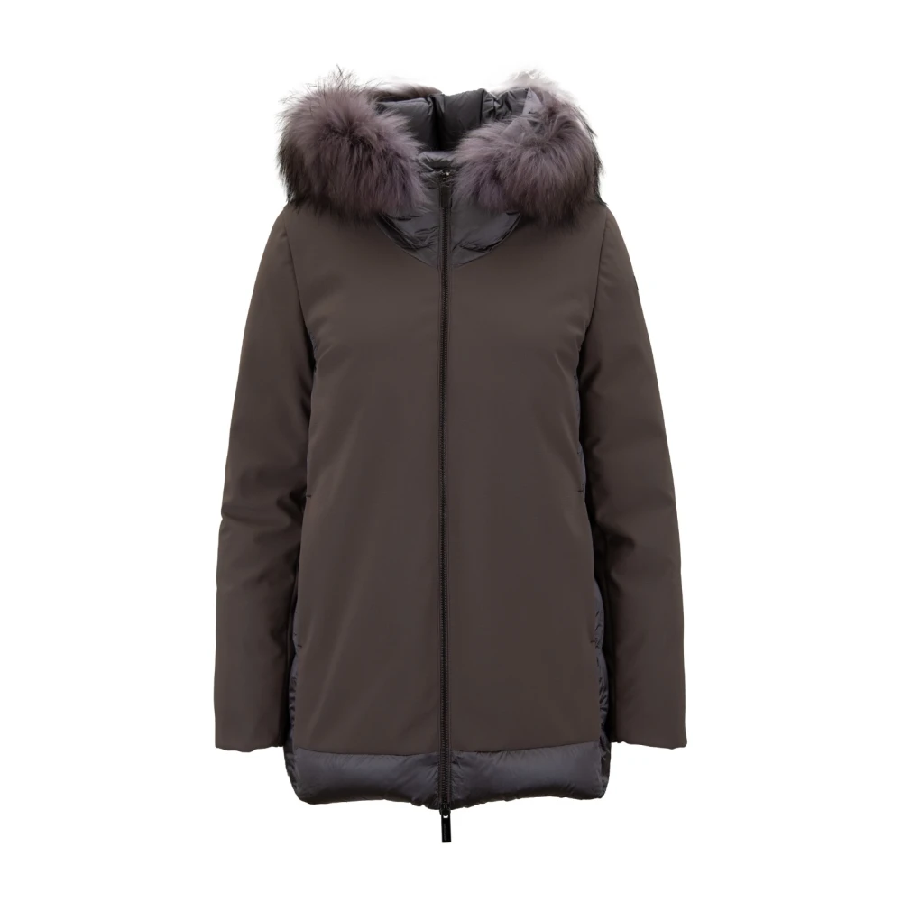 Rrd Brown Winter Jackets, Female, Xs, Finnraccoon Fur Parka With High Collar