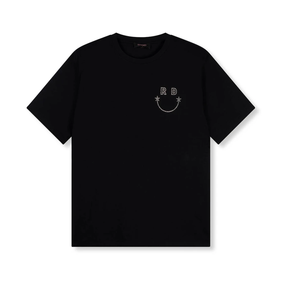 Refined Department Rhinestone Dames Gebreid T-shirt Black Dames