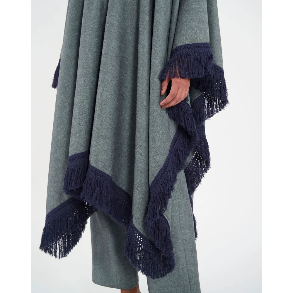 Ines De La Fressange Paris Gonzalo Poncho in linnen Black Dames