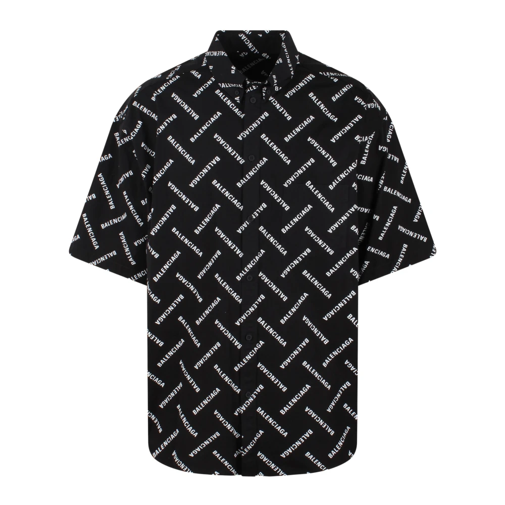 Balenciaga Mini Allover Logo Shirt Black Heren