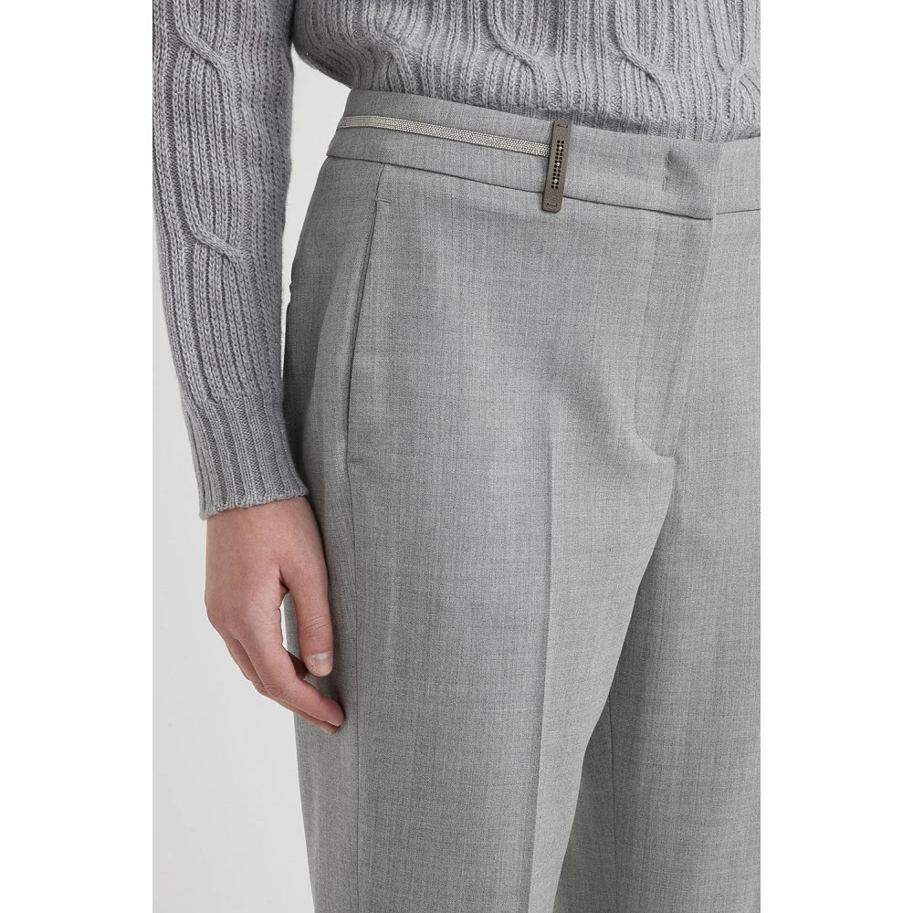 PESERICO Stretch wollen sigarettenbroek Gray Dames