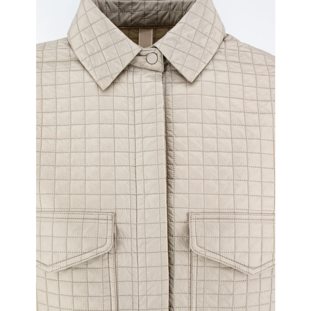 Duno Gewatteerde Oversized Jas met Geometrisch Ontwerp Beige Dames