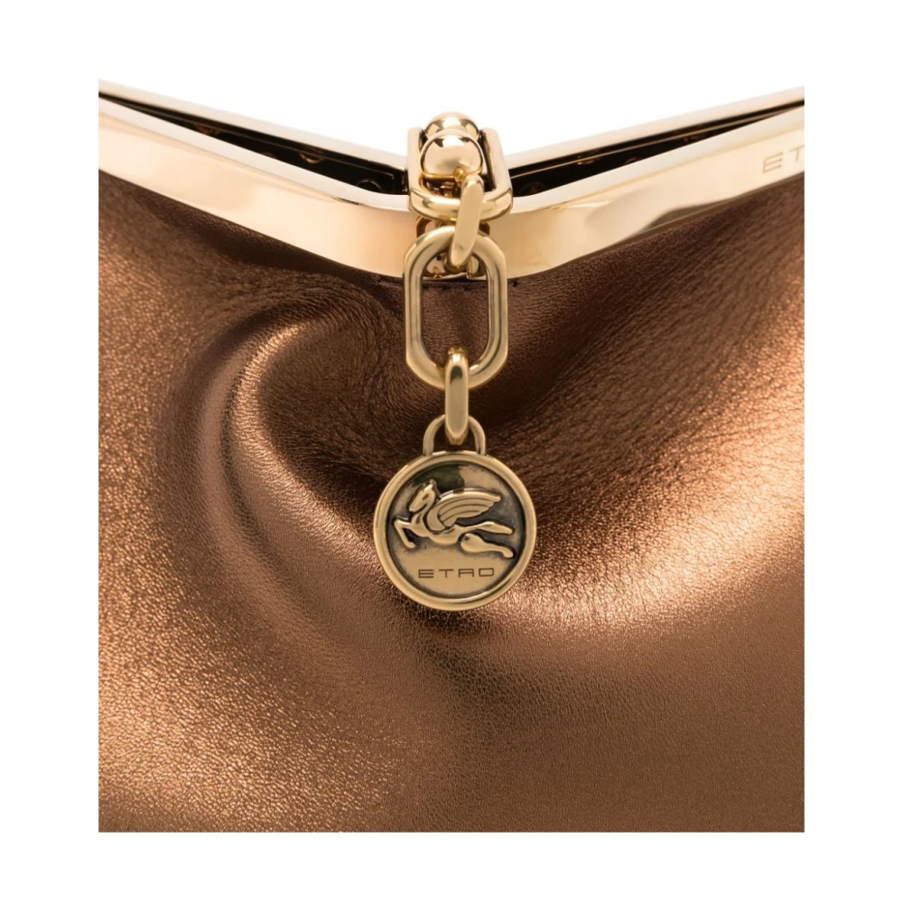 ETRO Gouden Bruine Metallic Handtas met Sluiting Brown Dames