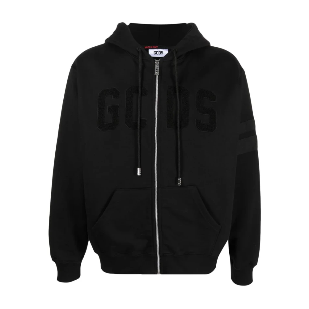 Gcds Zwarte hoodie met rits Black Heren
