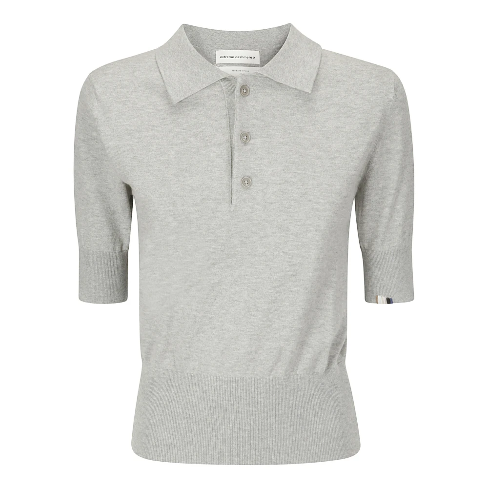 Extreme Cashmere Polo Style Short-Sleeved Shirt Gray Dames