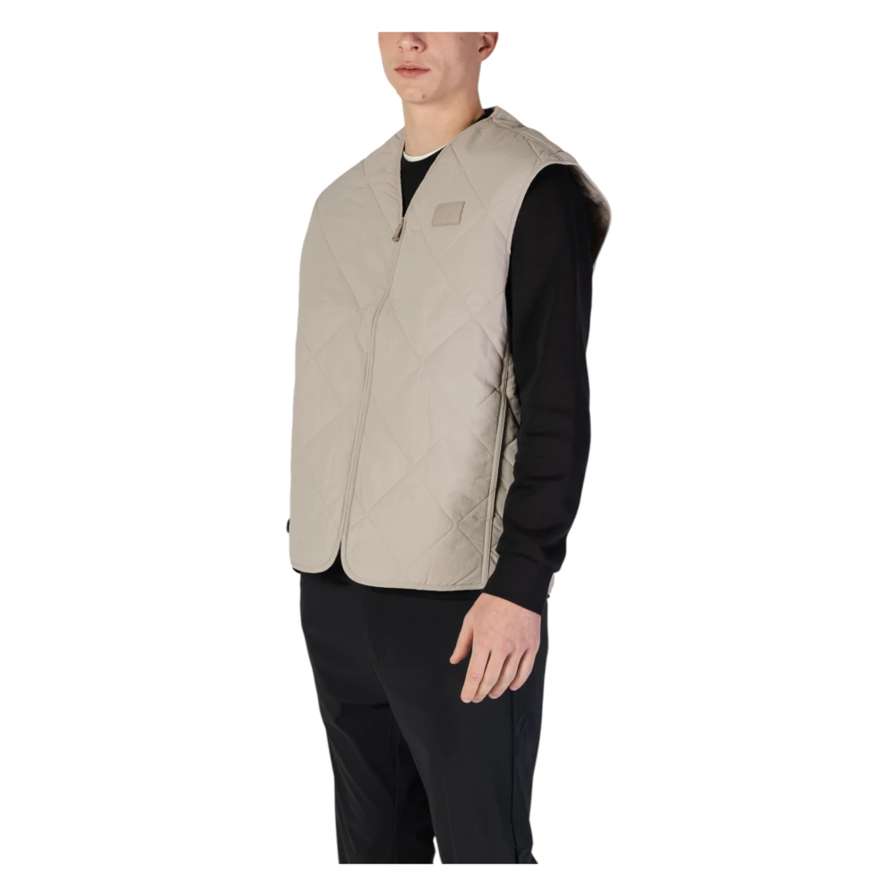 Calvin Klein Jeans Grijze Nylon V-Hals Gilet met Rits Gray Heren