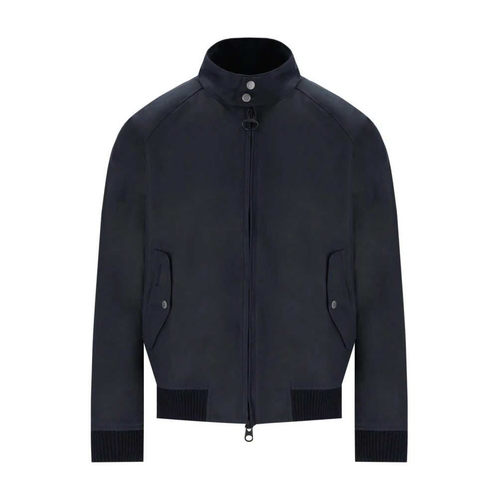 Baracuta Navy Blauwe Gewaxte Katoenen Jas Blue Heren