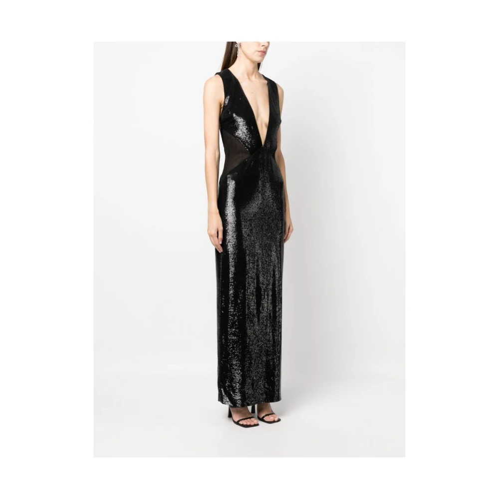 REV Zwarte Pailletten Maxi Jurk Black Dames