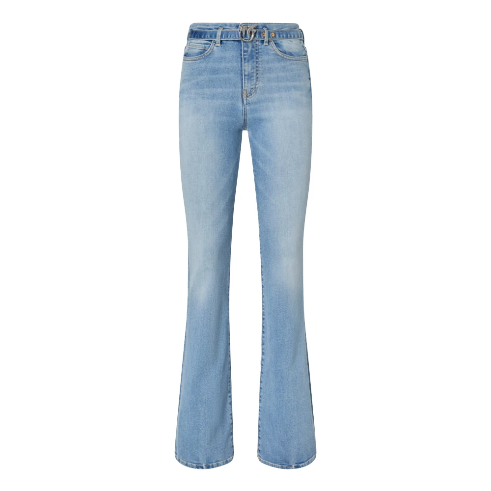 Pinko Women's Blue Flora Flare Denim Stretch Pants