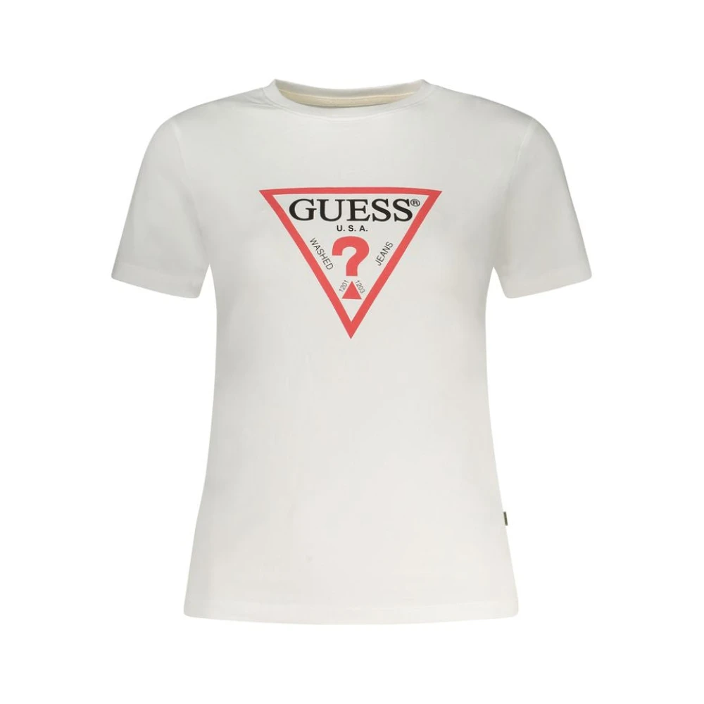 Guess Wit Katoenen T-Shirt met Print Logo White Dames