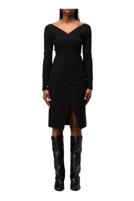 elegant-black-v-neck-midi-dress