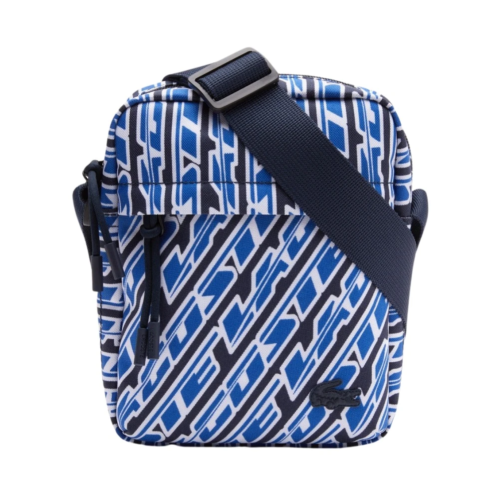 Lacoste Men's Blue Zippered Messenger Bag - Cross Body Messenger - One Size - Bags