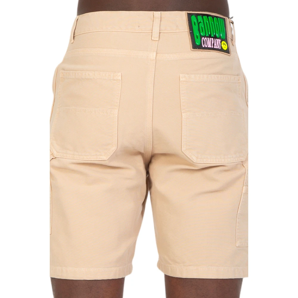 Barrow Beige Patch Canvas Shorts Beige Heren