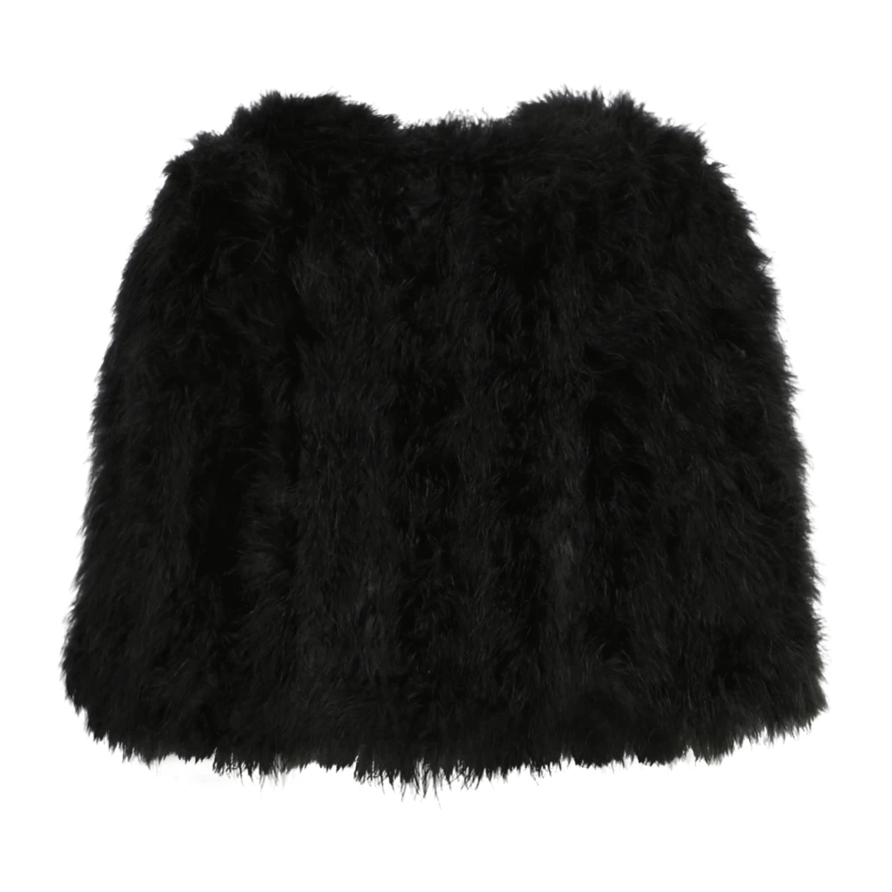 Yves Salomon Luxe Zwarte Zijden Bontjas Black Dames