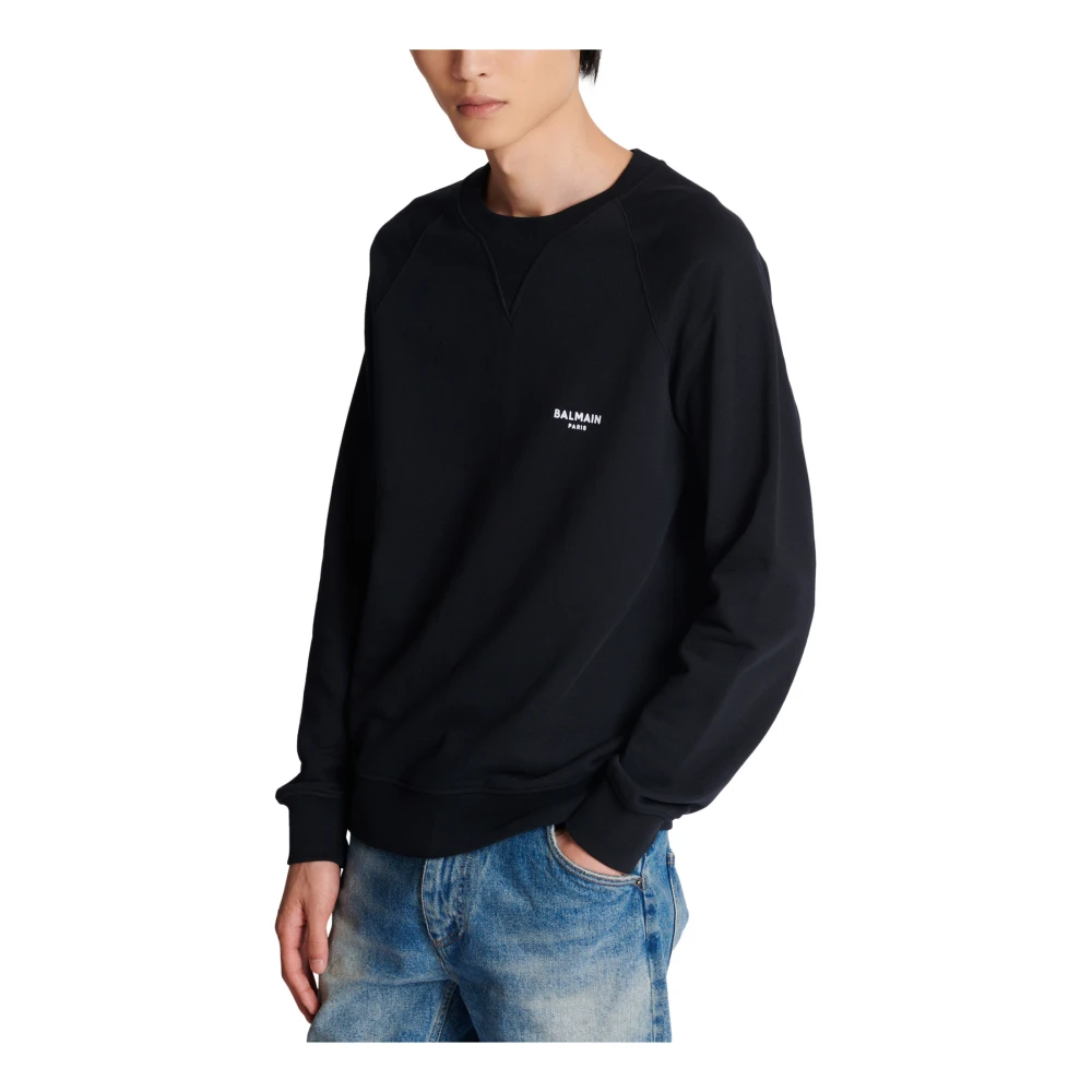 Balmain Paris Flocked Sweatshirt Black Heren