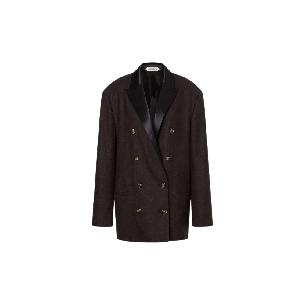 Alberta Ferretti Women's Gray Blazers, Xs, Lightweight Double-Breasted Wool Blazer