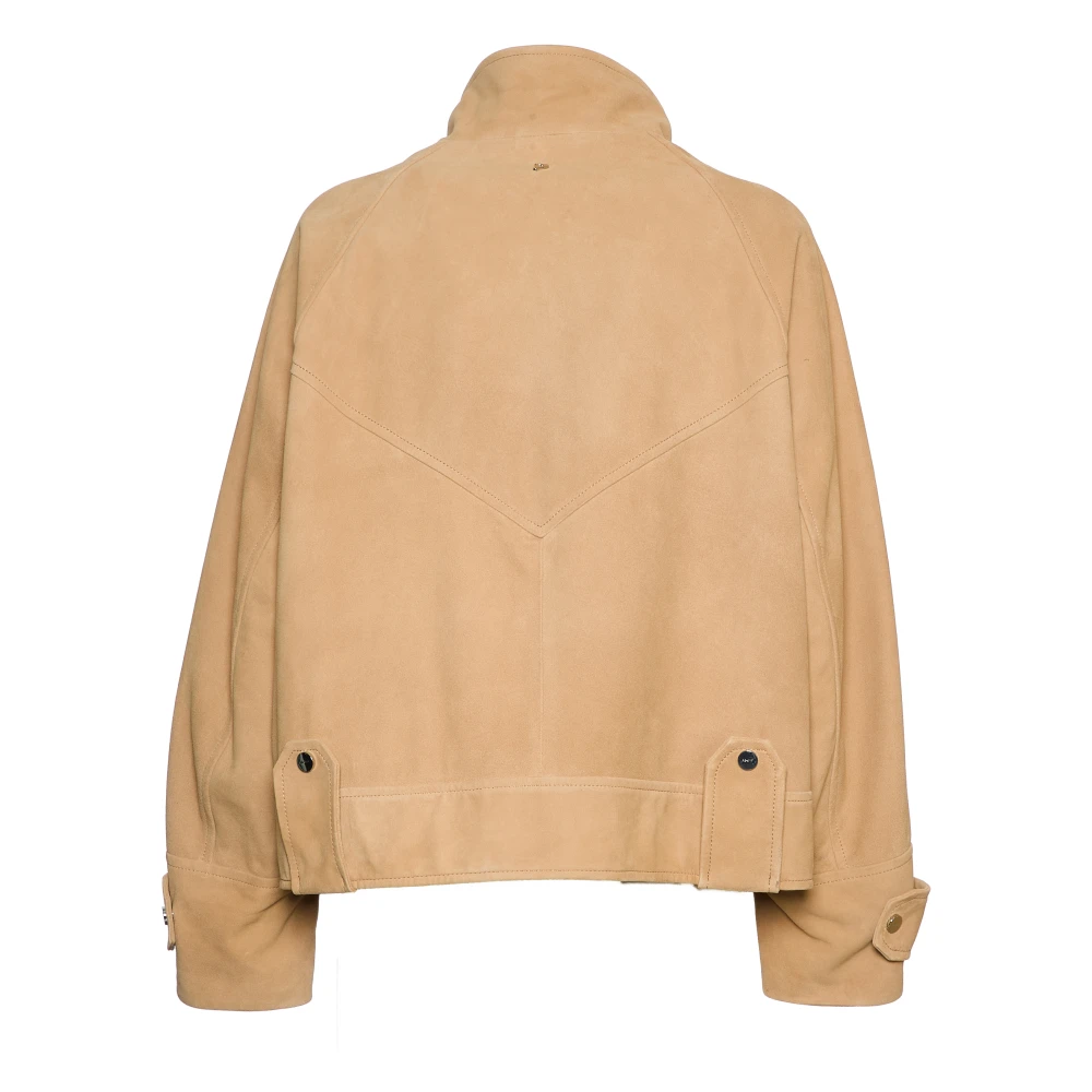 Dondup Suède Jas Biscotto Beige Dames