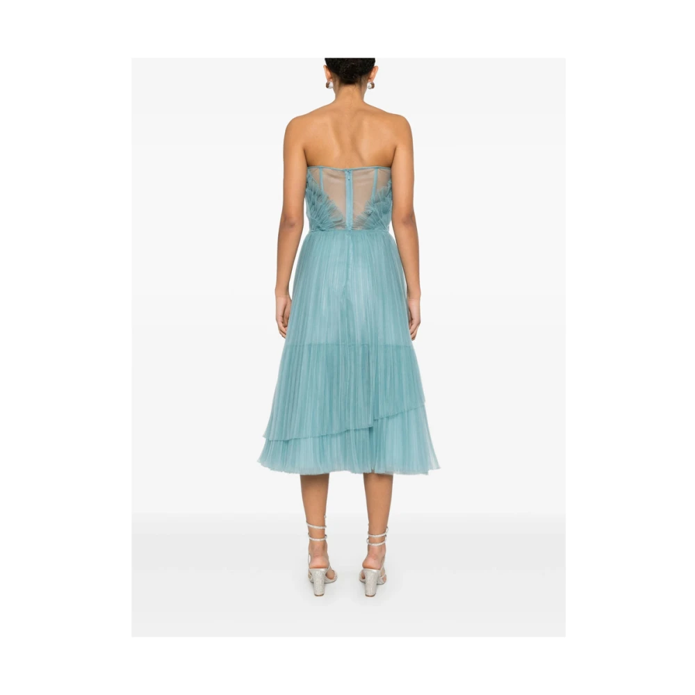 Costarellos Aqua Blauw Mesh Panel Jurk Blue Dames