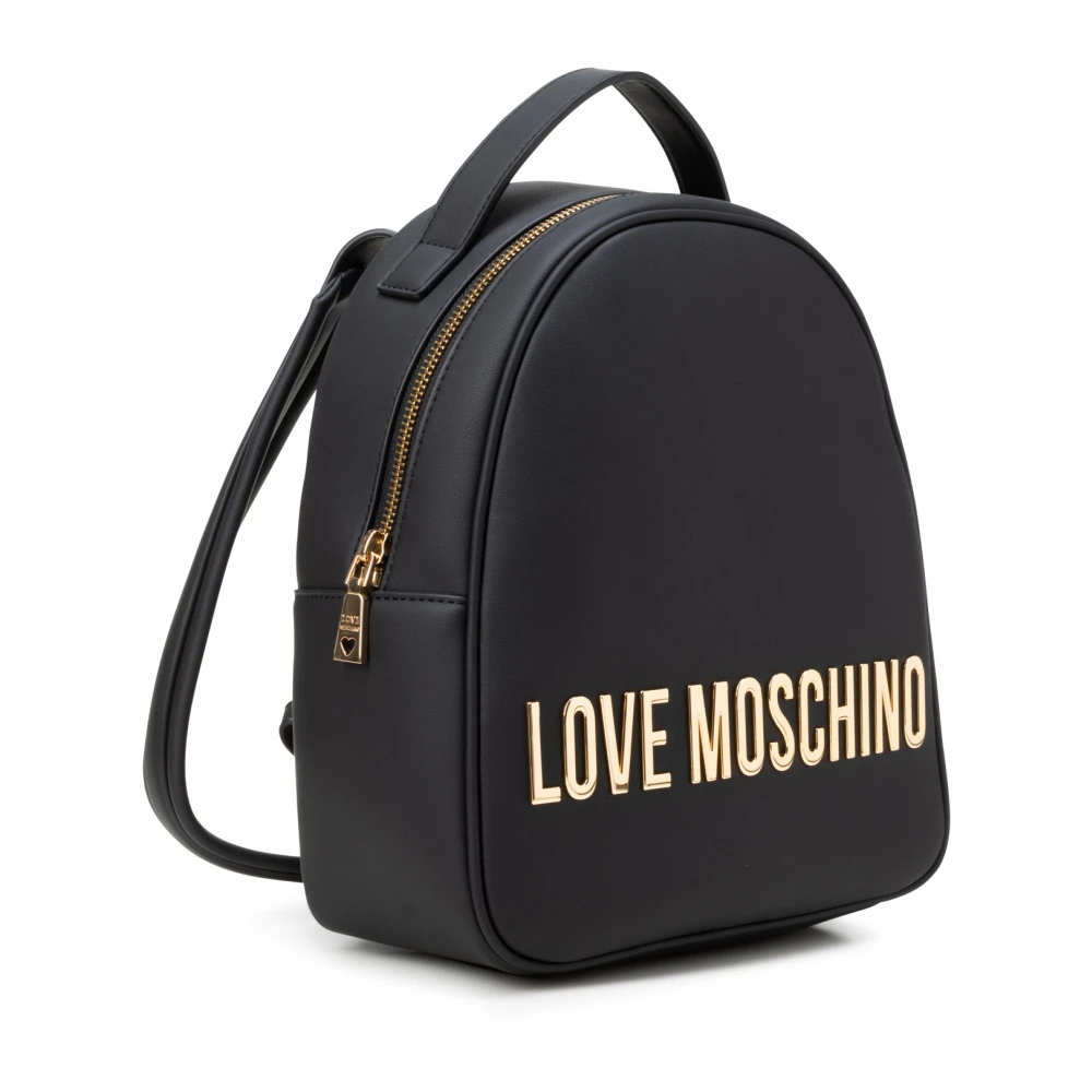 Love Moschino Zwarte rugzak met metalen logo Black Dames