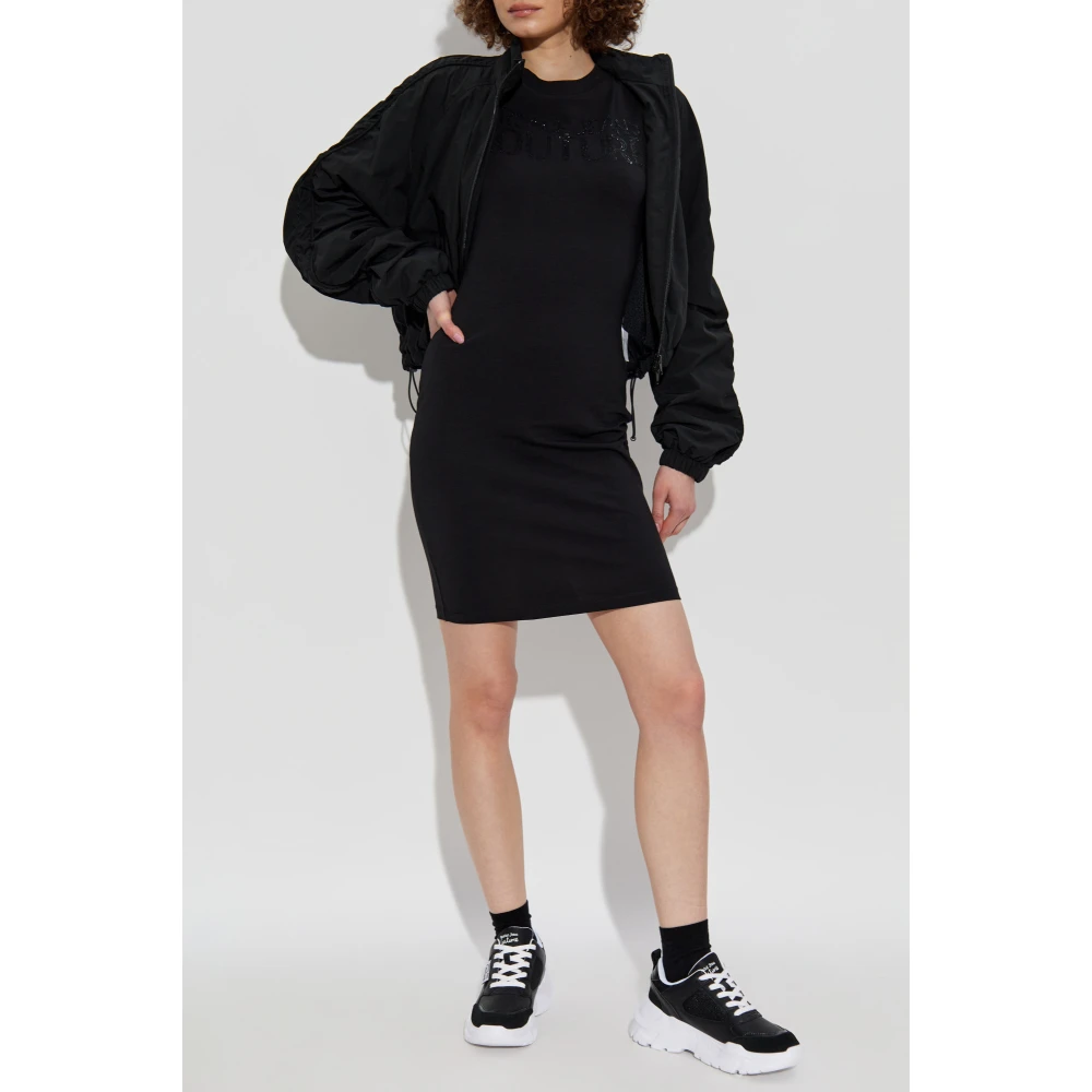 Versace Jeans Couture Jurk met glinsterende applicaties Black Dames