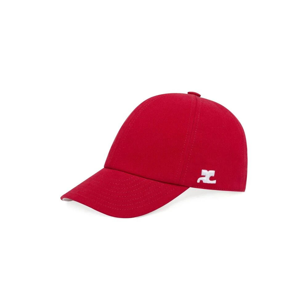 Courrèges Rode Verstelbare Band Gebogen Klep Pet Red Dames