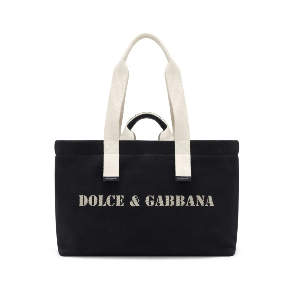 Dolce & Gabbana Canvas Schoudertas met Logo Print Blue Heren