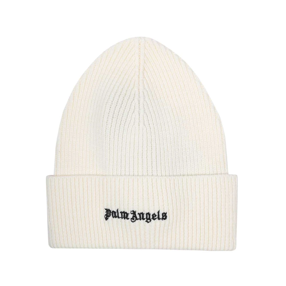 Palm Angels Gebreide Wol Beanie Muts White Heren