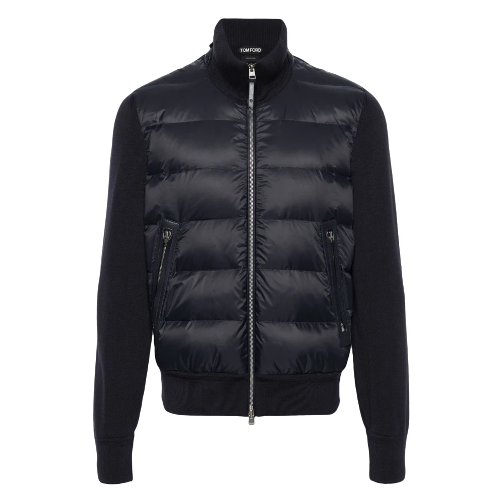Tom Ford Ganzendons en katoenen jas Blue Heren