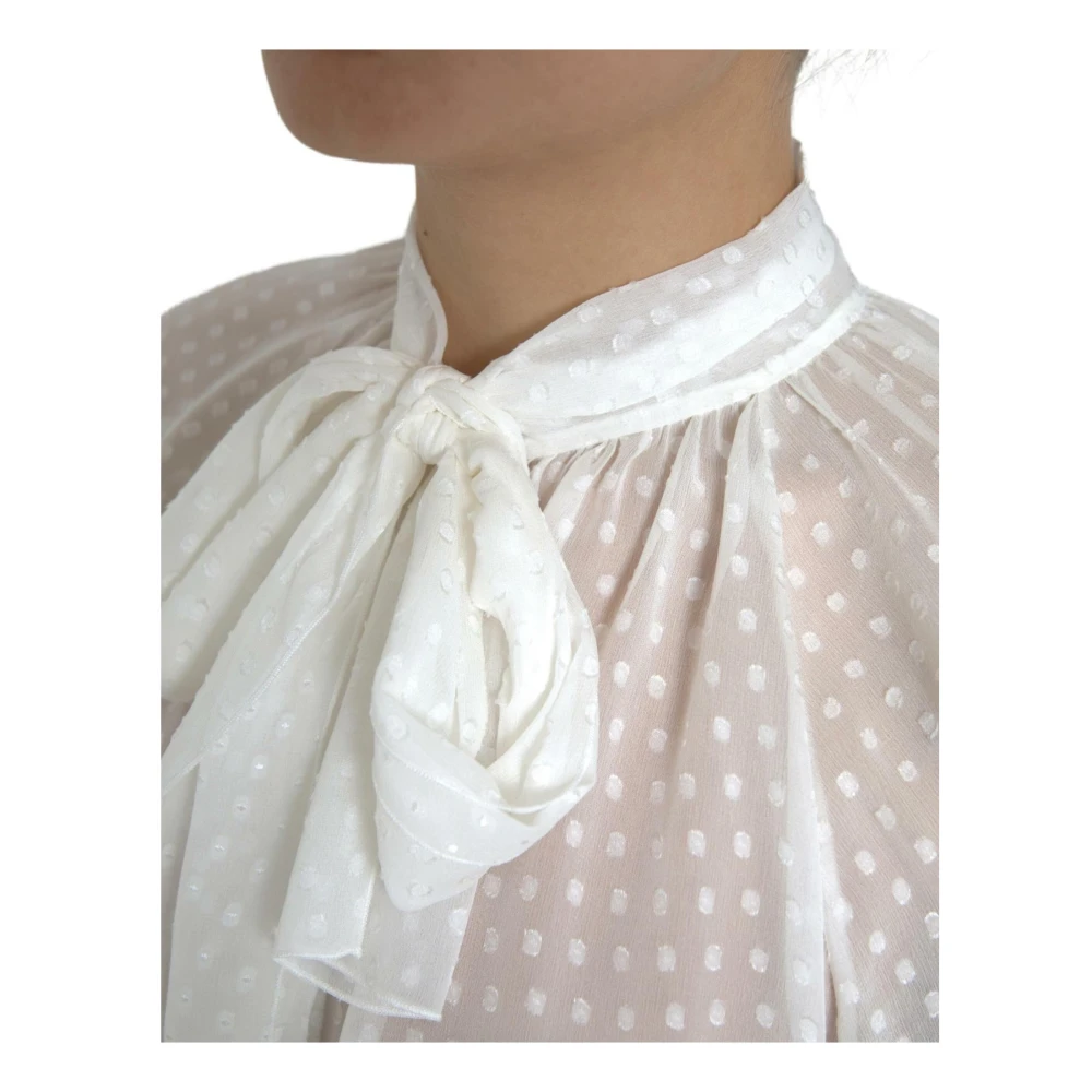 Dolce & Gabbana Zijden blouse met polkadots White Dames