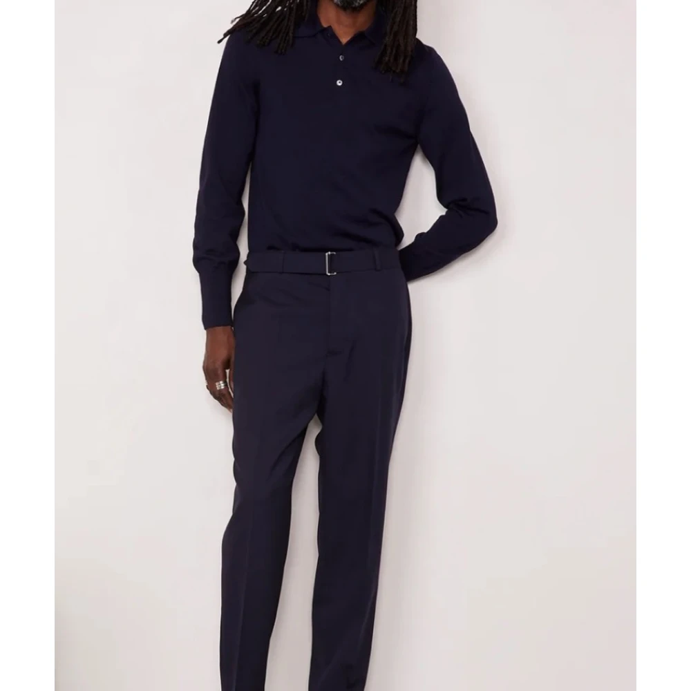 Officine Générale Lange mouw polo shirt Blue Heren