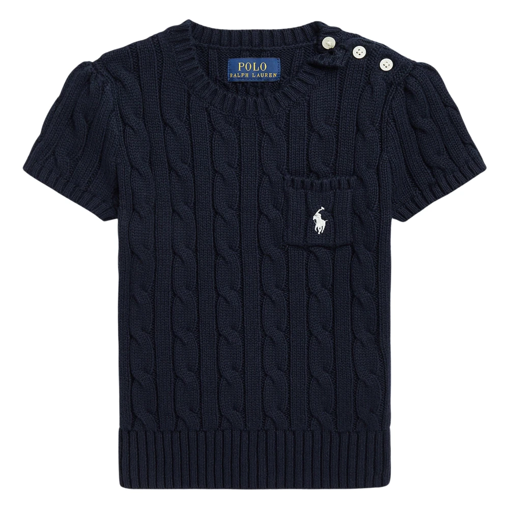 Ralph Lauren Girls Blue Kids Knitwear, 4 Y, Cable Knit Pullover