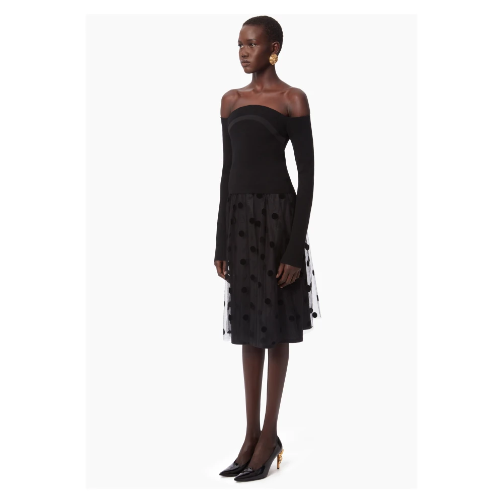 Nina Ricci Polkadots tule rok met plooien Black Dames