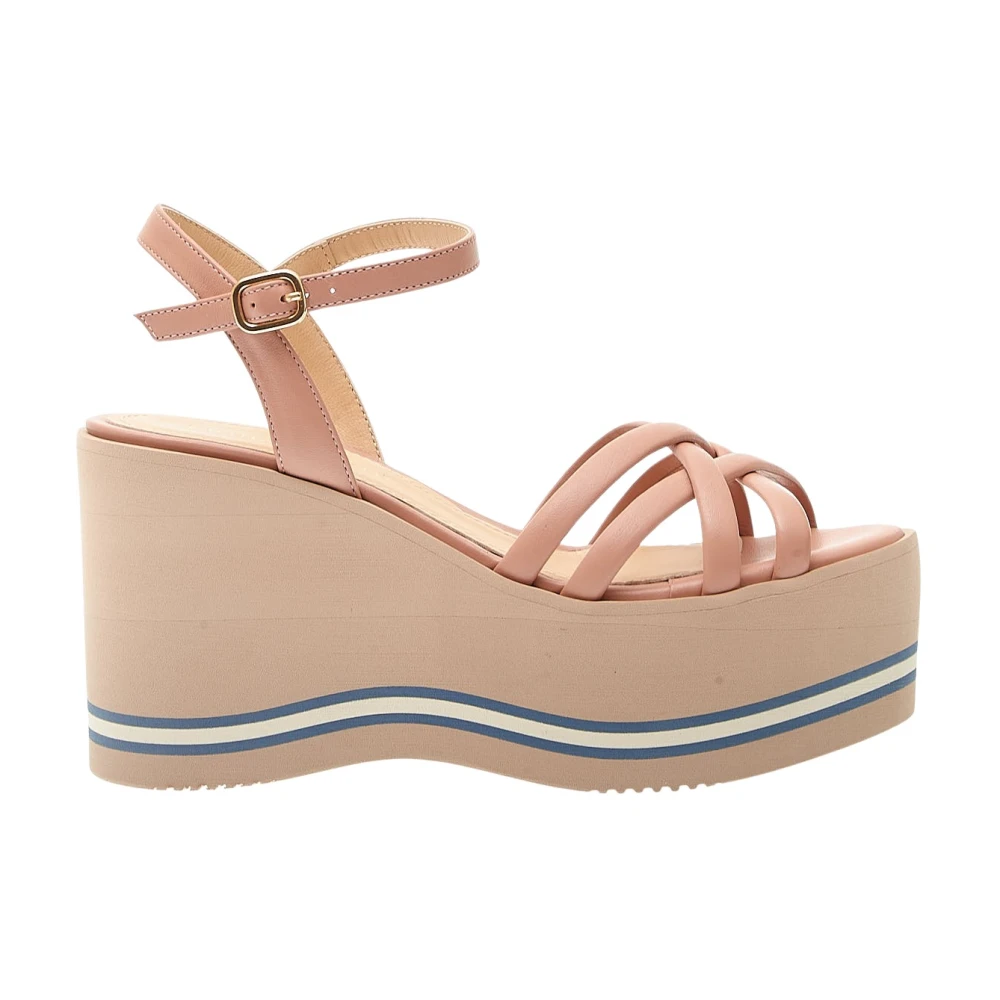 Paloma Barceló Hög Kilklack Läder Sandal Rosa Pink, Dam