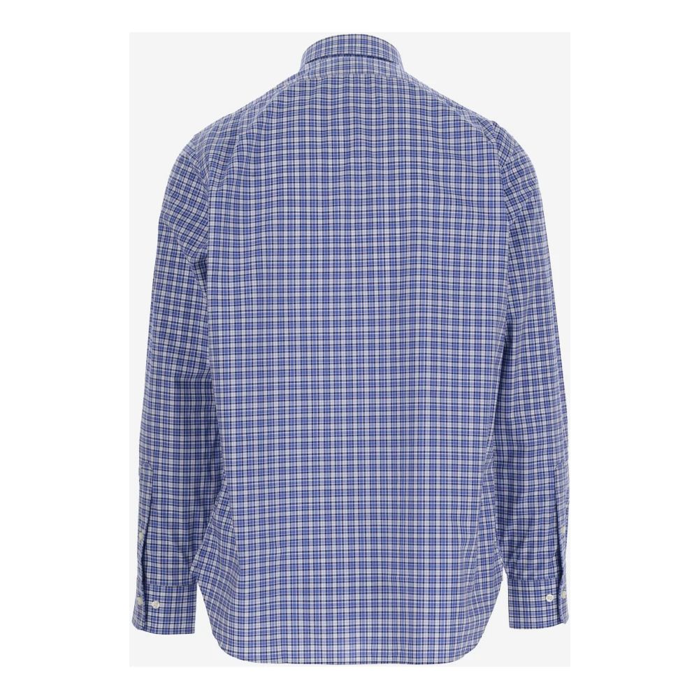 Polo Ralph Lauren Geruite katoenen overhemd met logodetail Blue Heren