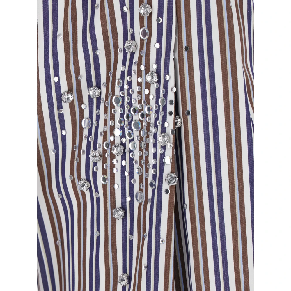 DES Phemmes Blauwe Gestreepte Broek met Faux-Parel Versieringen Multicolor Dames