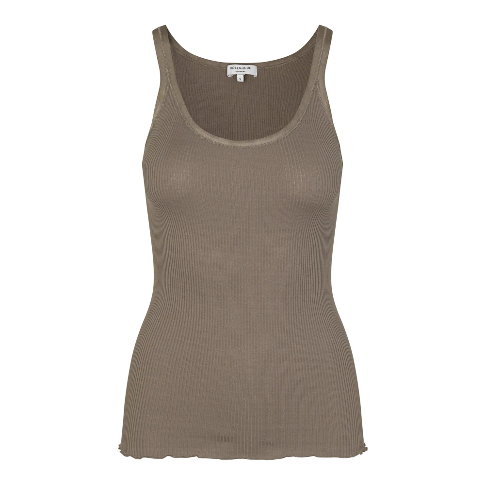Rosemunde Feminine Top met Zijden Rand Brown Dames