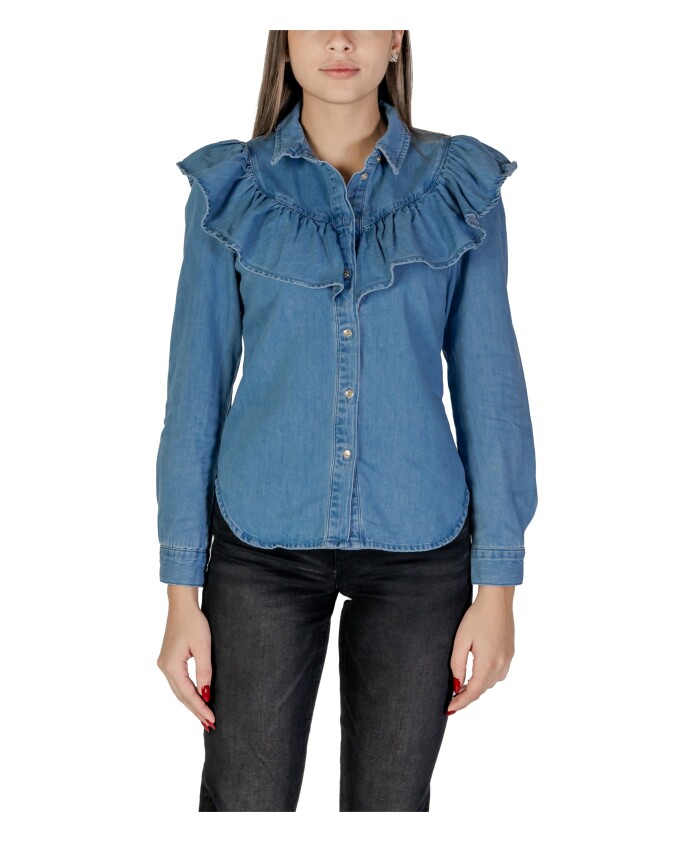 chemise-en-denim-bleu-col-a-volants